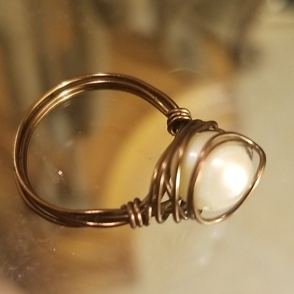 Real pearl wire wrapped ring PM 1355 - Picture 5 of 6